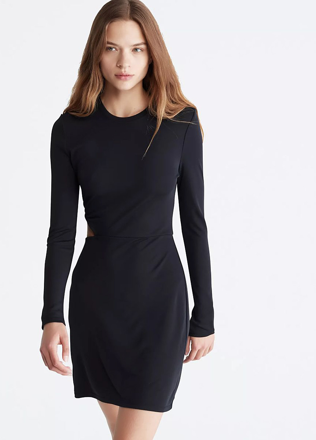 Черное кэжуал платье футляр Calvin Klein однотонное