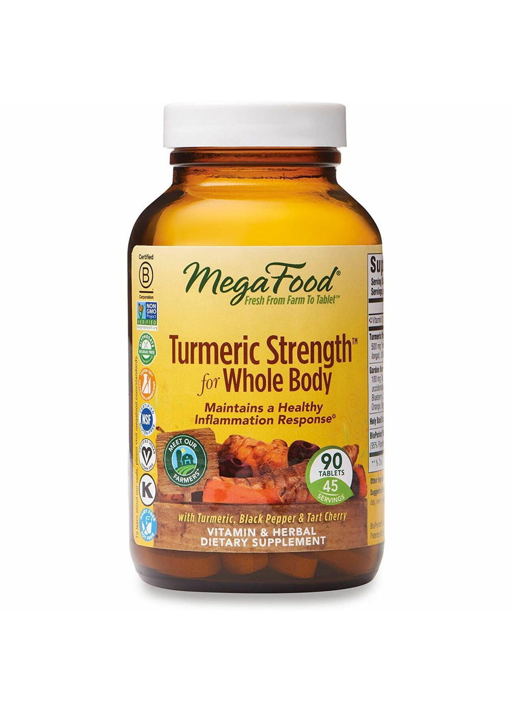 Сила куркуми для всього організму, Turmeric Strength for Whole Body,, 90 таблеток MegaFood (255409600)