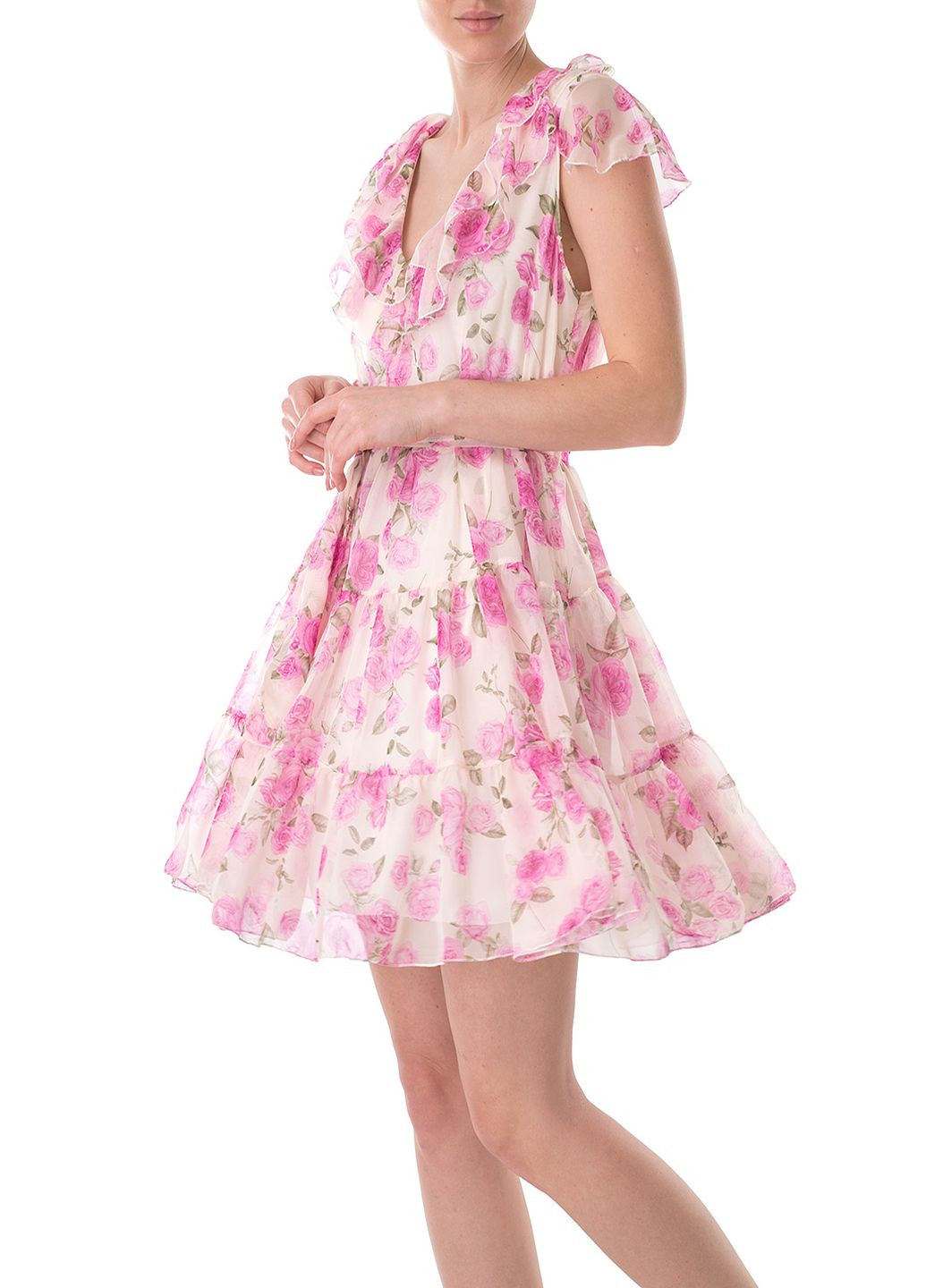 Бежевое кэжуал платье Joleen с цветочным принтом