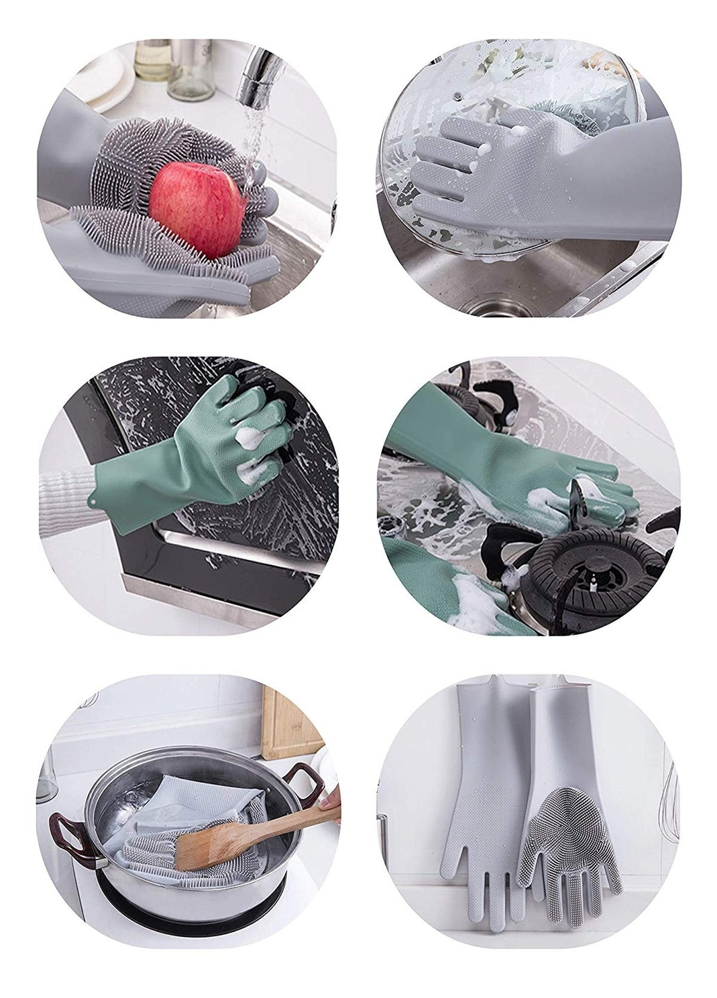 Силіконові кухонні рукавички губка рукавичка для миття посуду 2шт Grey (21005478) Francesco Marconi (215118346)