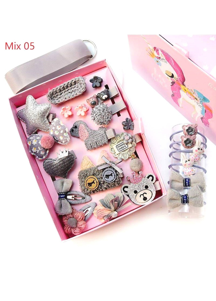 Детский подарочный набор заколок и резинок для волос hair accessories gift box 24 предмета Happy Kids mix 05 (252358237)