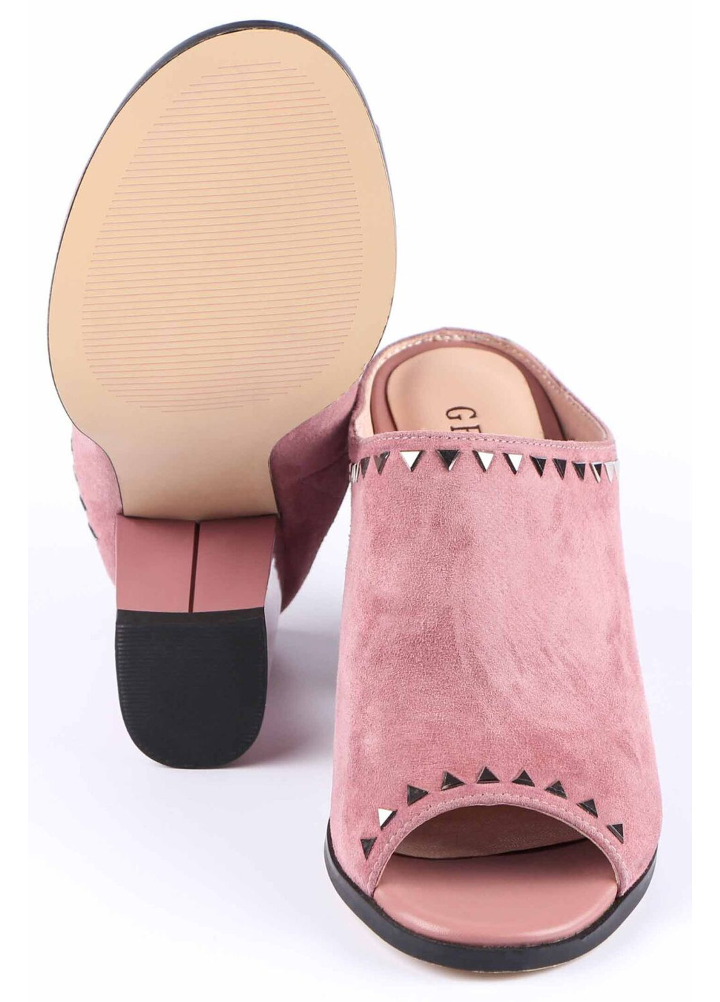 Розовые женские босоножки на каблуке 195162 Geronea без застежки