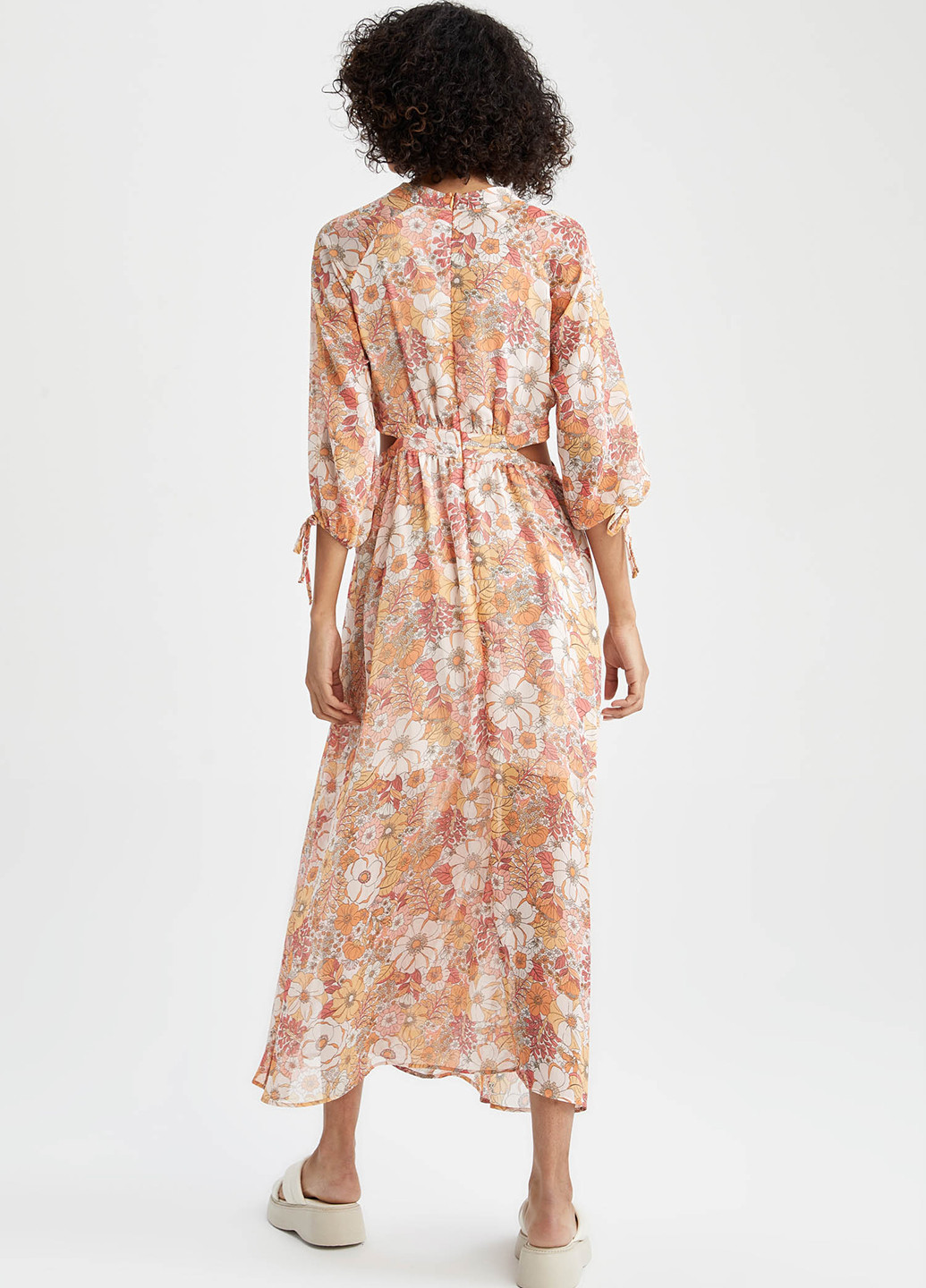 Комбинированное кэжуал платье DeFacto с цветочным принтом