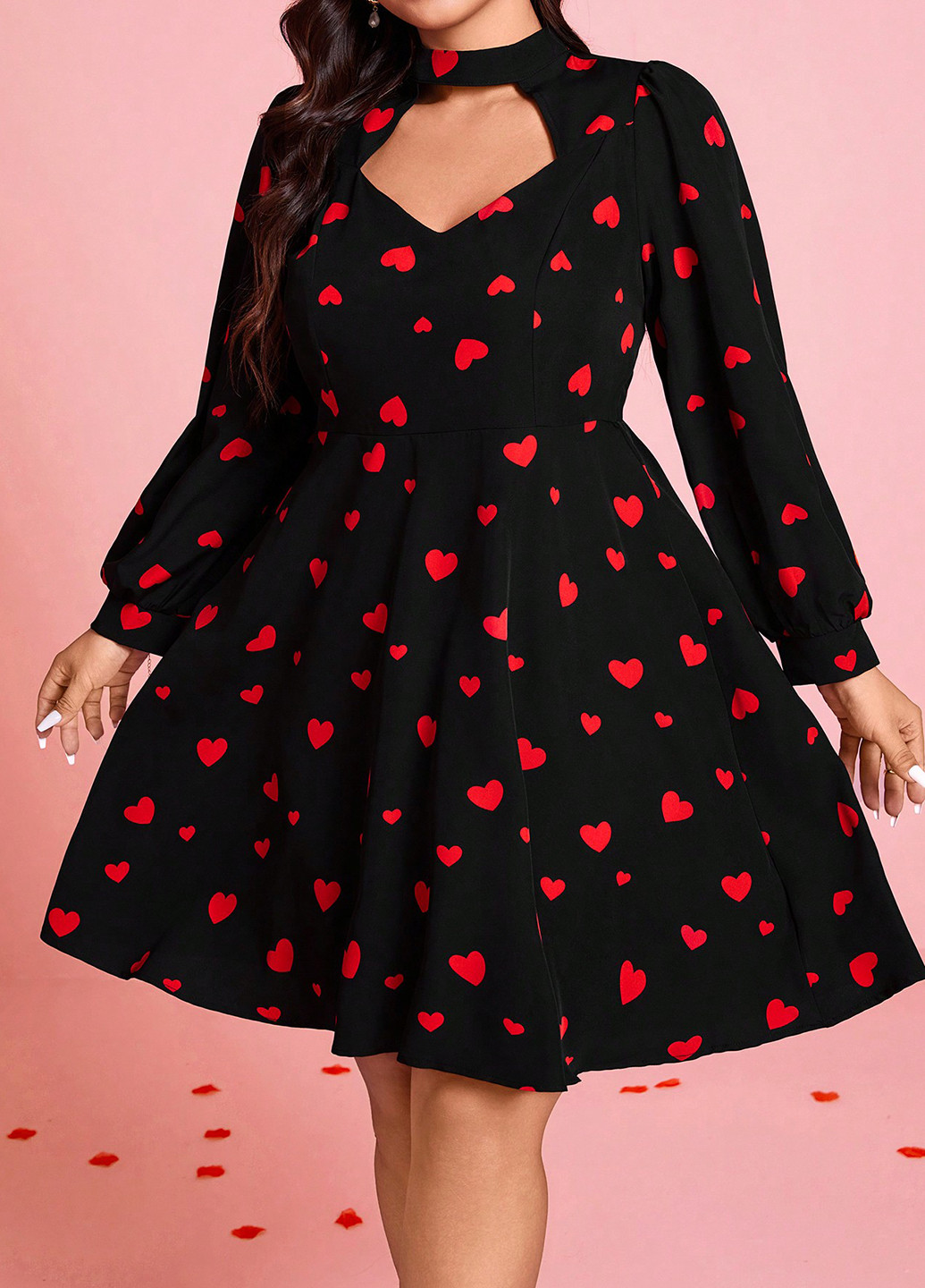 Чорна кежуал сукня кльош SHEIN сердечка