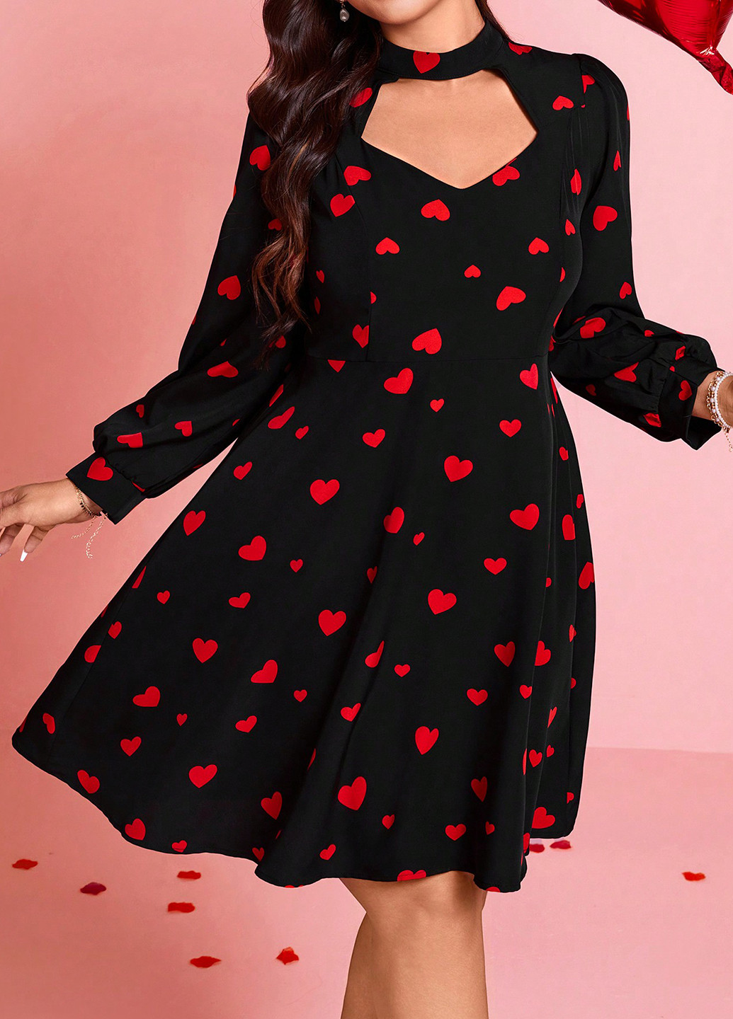 Чорна кежуал сукня кльош SHEIN сердечка