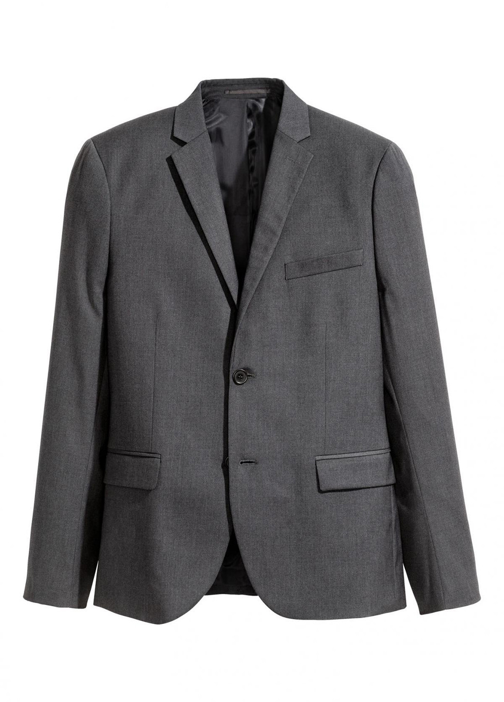 Пиджак H&M однобортный перец с солью серый деловой костюмная, полиэстер