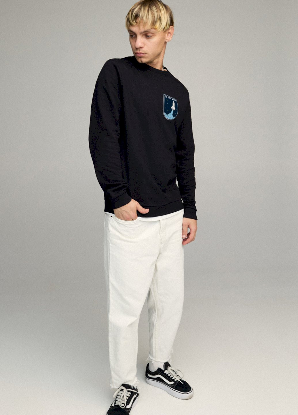 Черный свитшот мужской basic /no flis/ YAPPI рисунок (251424251)