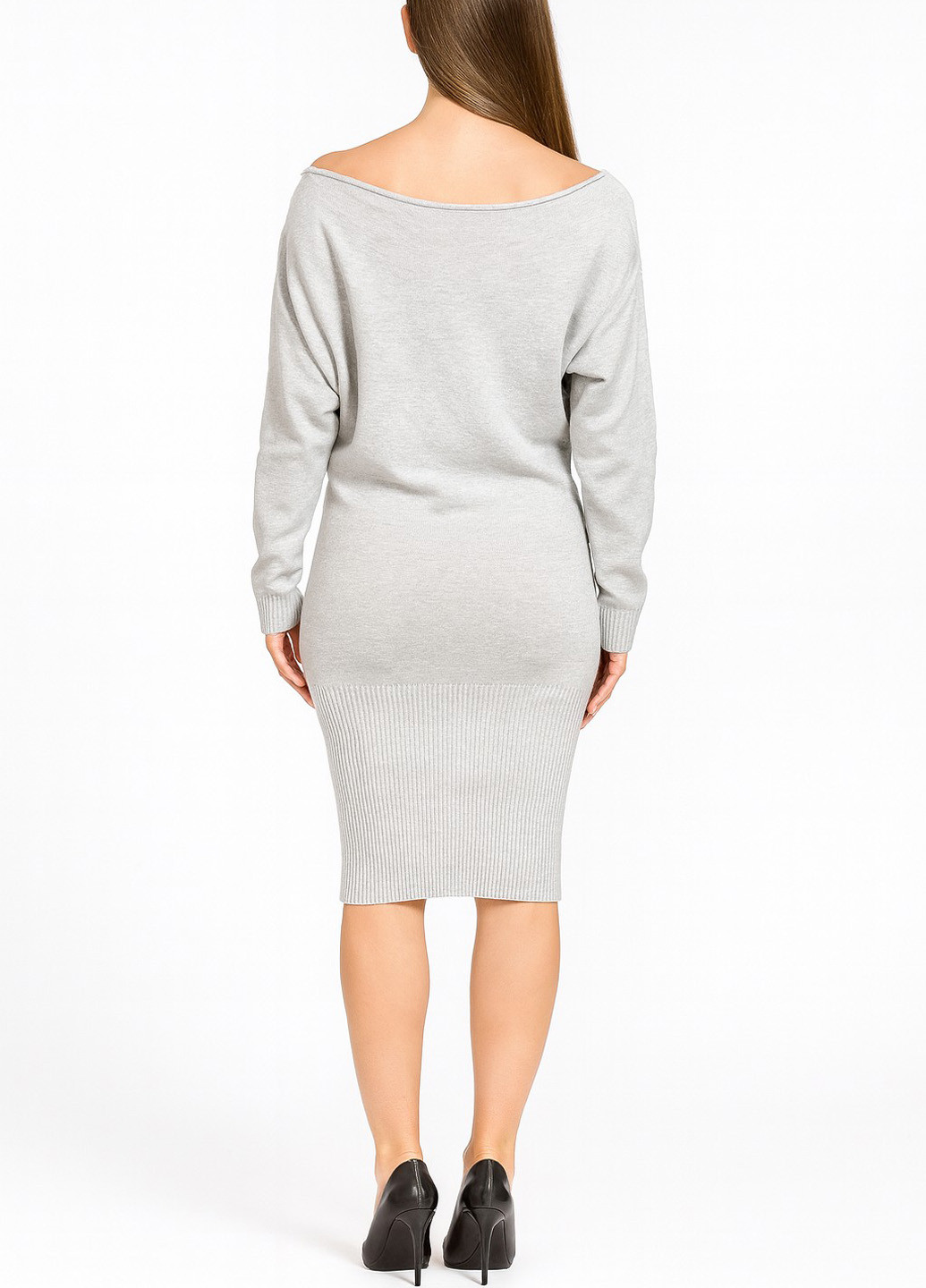 Светло-серое кэжуал платье Sassofono меланжевое