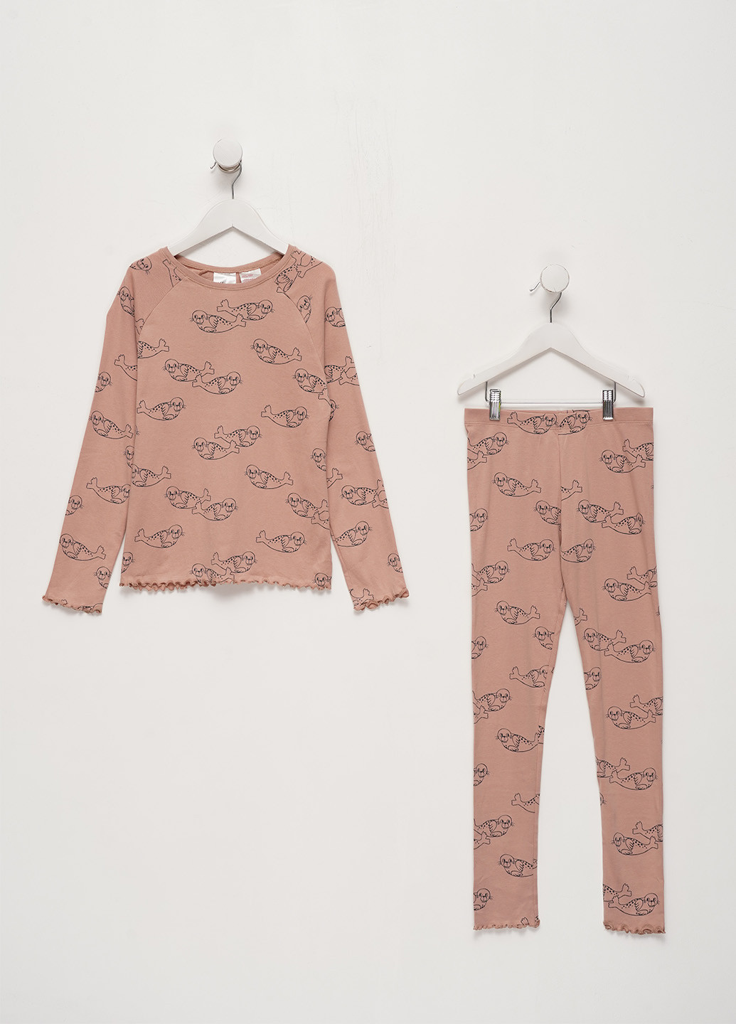 Бежевая всесезон пижама (лонгслив, брюки) лонгслив + брюки H&M