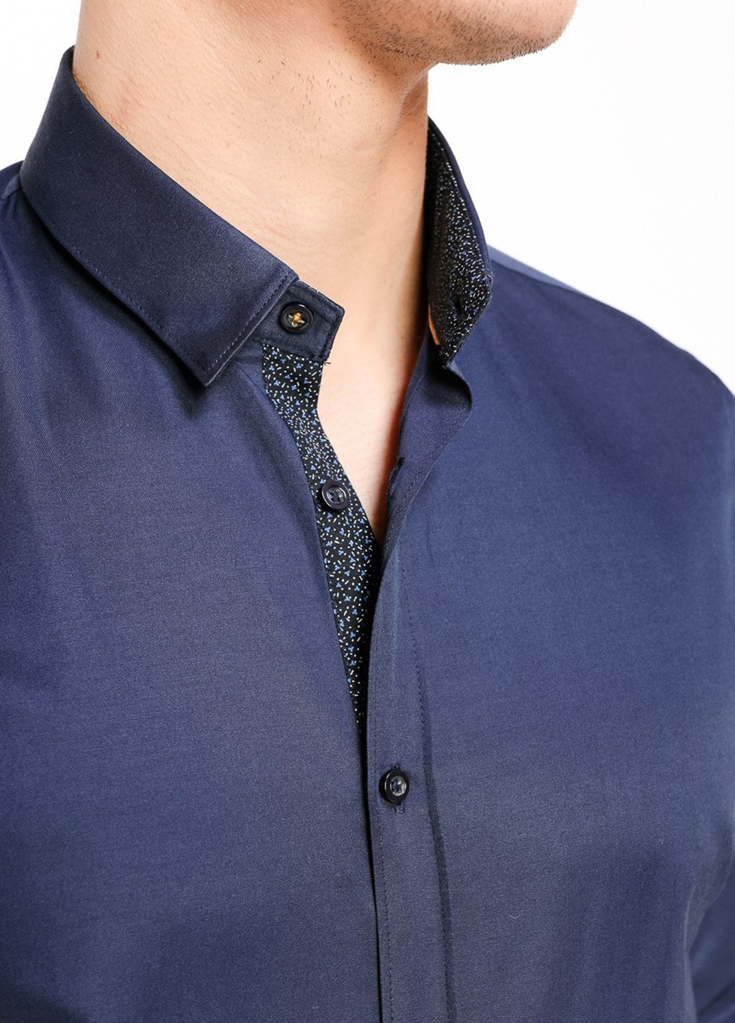 Темно-синяя кэжуал рубашка однотонная Benson & Cherry