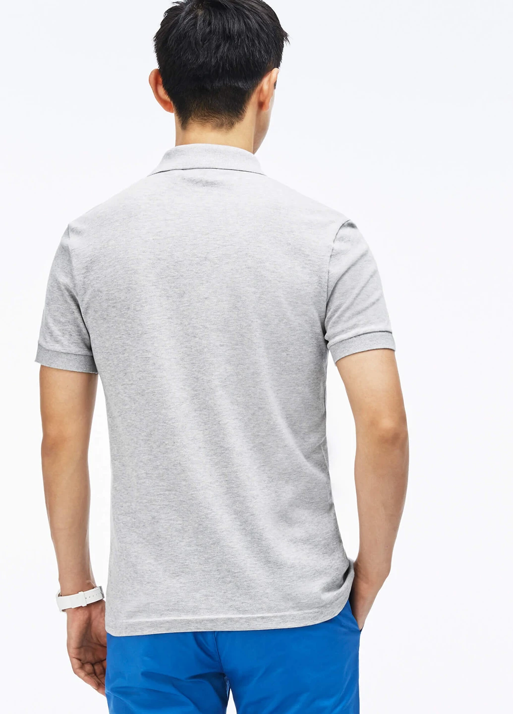 Светло-серая футболка-поло для мужчин Lacoste с логотипом