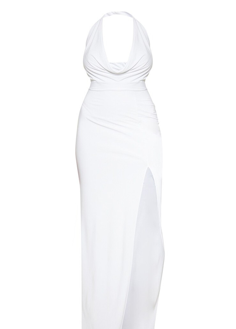 Белое коктейльное платье PrettyLittleThing однотонное