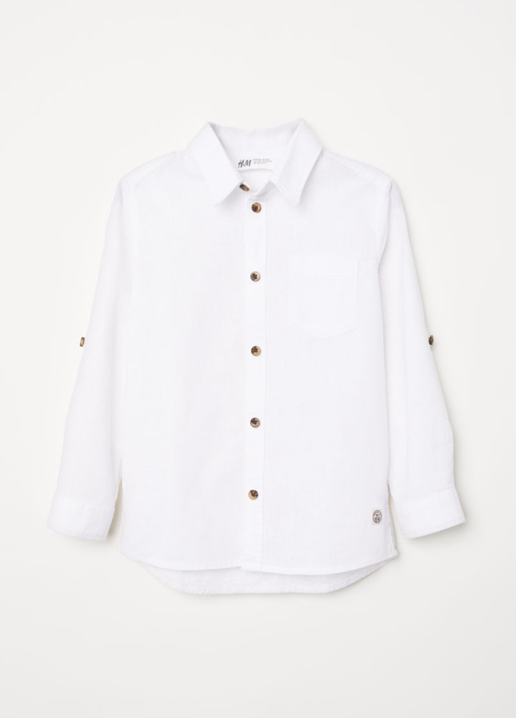 Белая классическая рубашка H&M с коротким рукавом