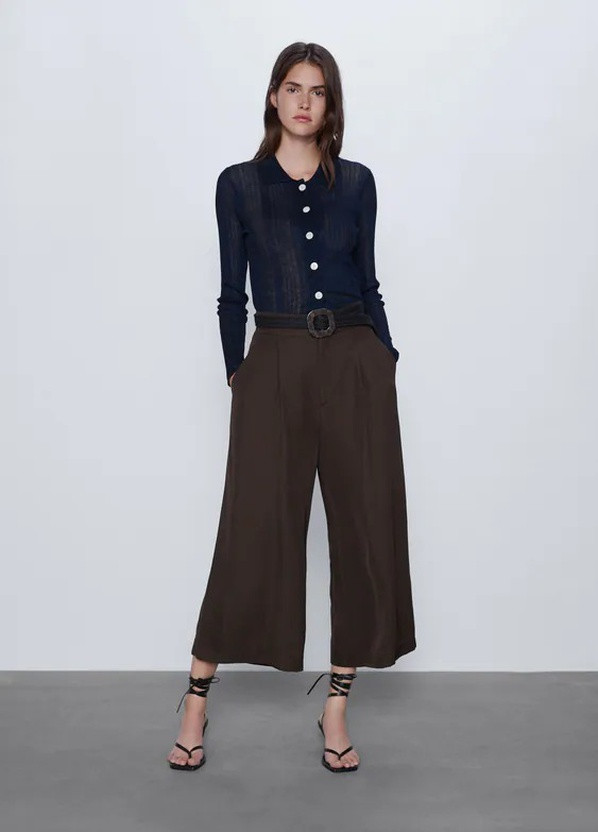 Темно-коричневые кэжуал летние брюки Zara