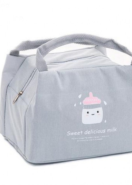 Ланч бег - термосумка для їжі з собою на замку Пляшка молока, сіра No Brand 402515 (252643995)