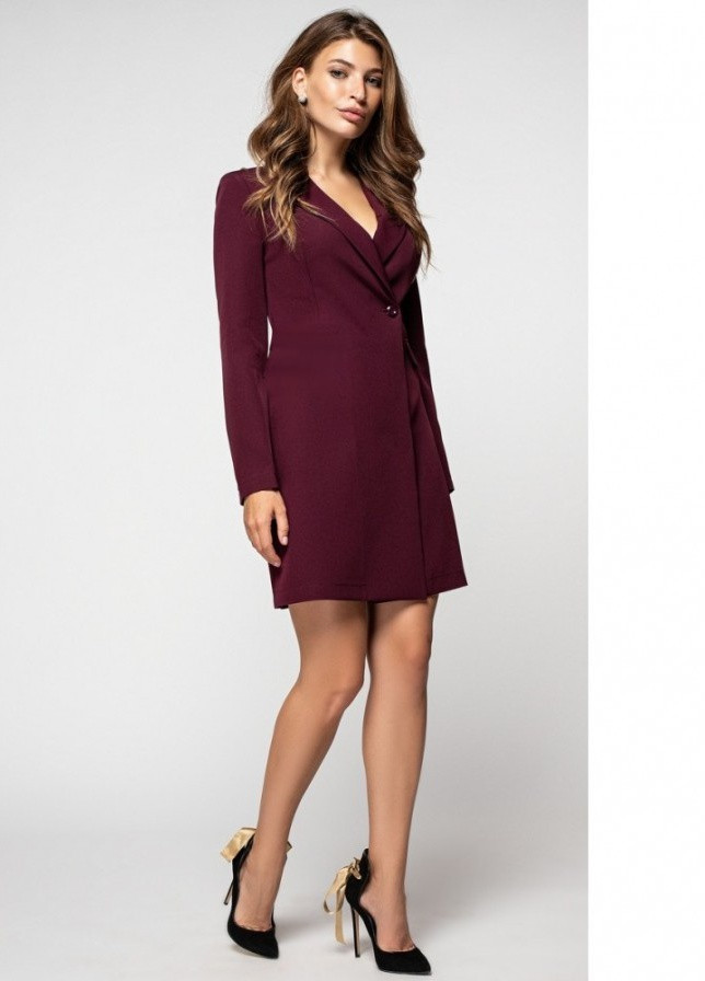 Темно-бордова вечірня сукня сукня-сорочка First Woman однотонна