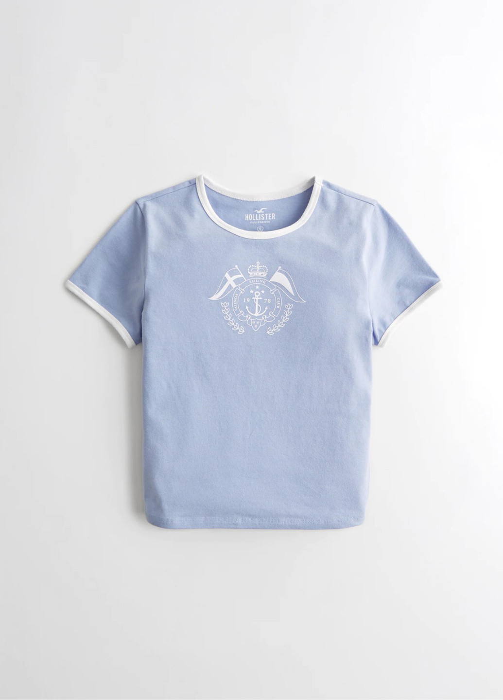 Светло-голубая летняя футболка Hollister