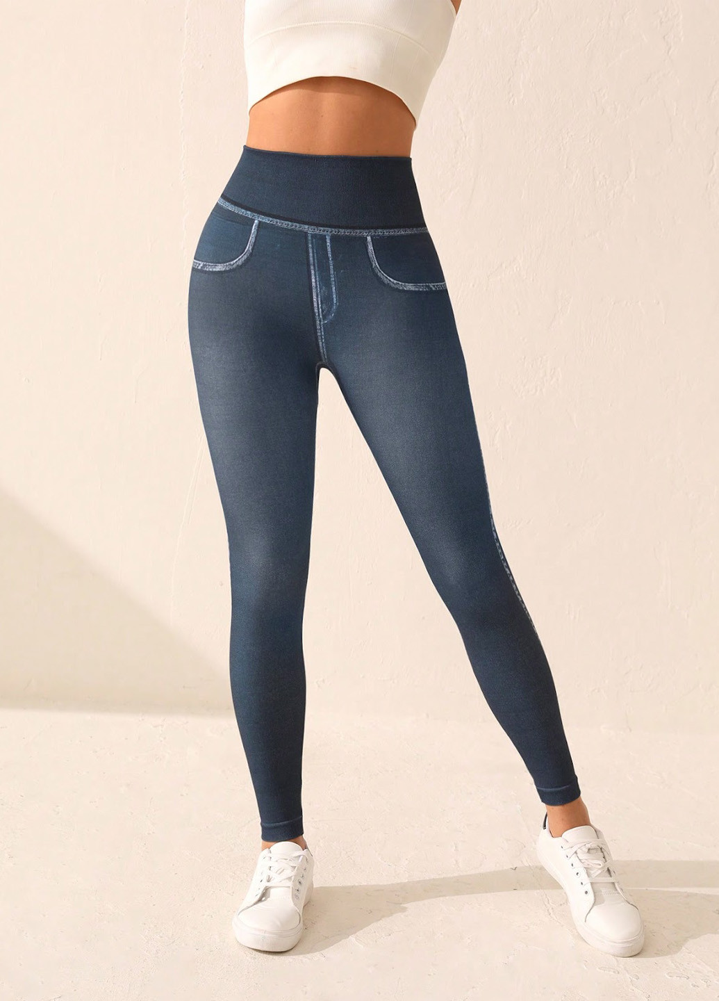 Серо-голубые демисезонные джеггинсы SHEIN