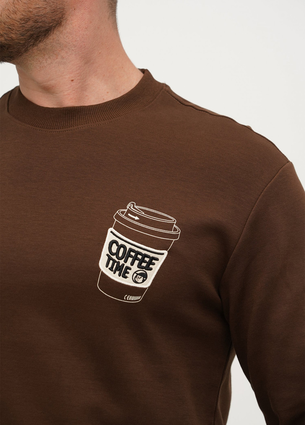 Коричневый cвитшот Trend Collection однотонный вышивка (305300840)