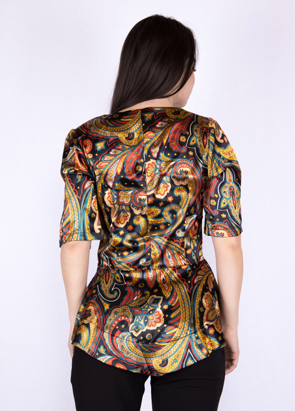 Комбинированная летняя блуза с баской Time of Style