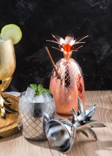 Бокал для коктейля ананас "Pineapple" из нержавеющей стали 500 мл, серебряный More (253827795)