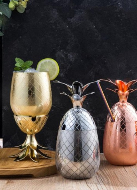 Бокал для коктейля ананас "Pineapple" из нержавеющей стали 500 мл, серебряный More (253827795)