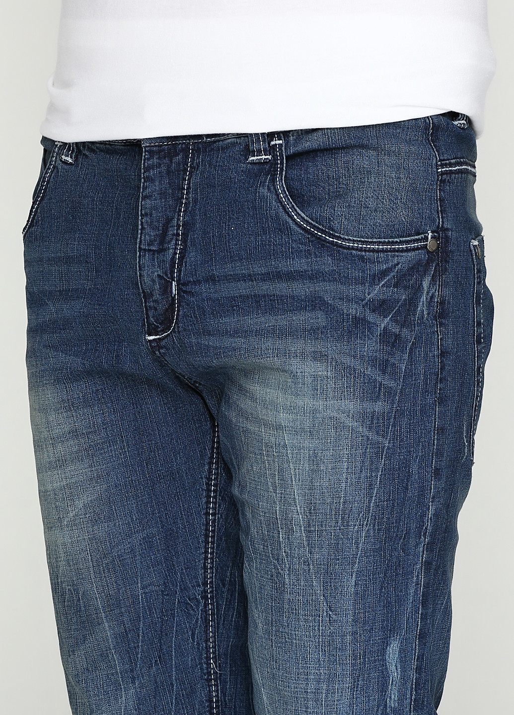 Темно-синие демисезонные со средней талией джинсы Olyo