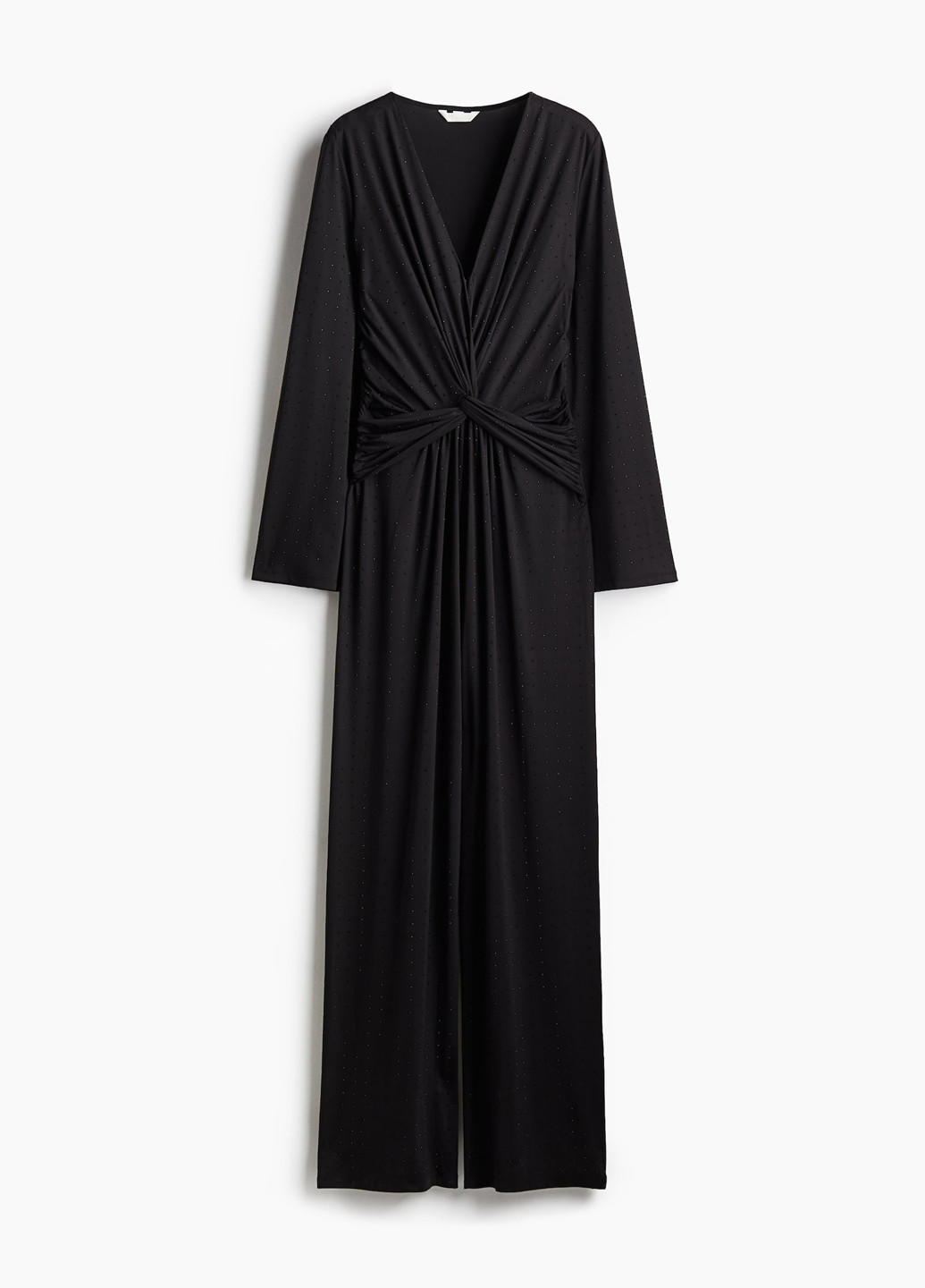 Комбінезон H&M комбінезон-брюки однотонний чорний вечірній трикотаж, поліестер