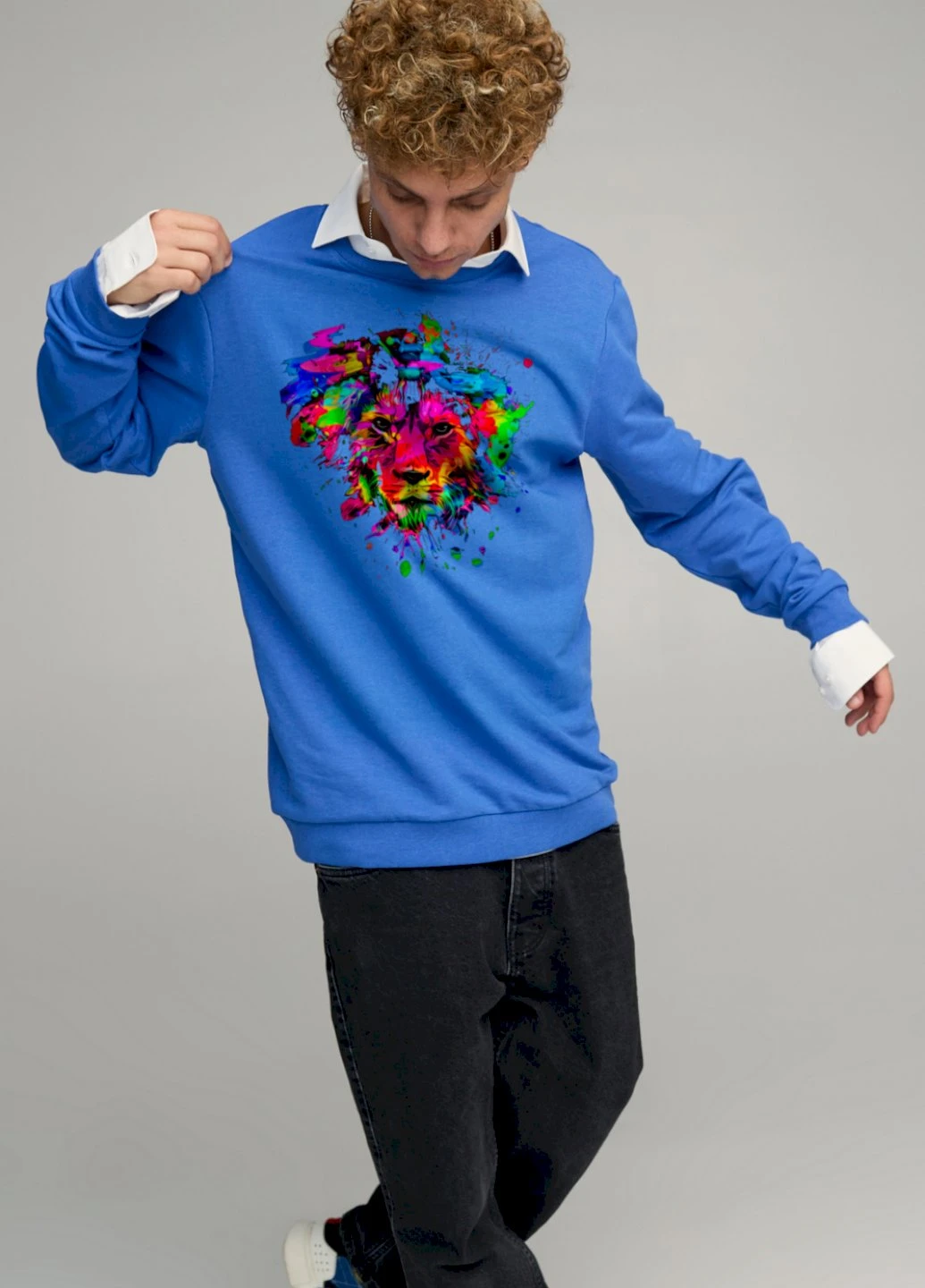 Блакитний світшот чоловічий oversize /no flis/ YAPPI (252386098)
