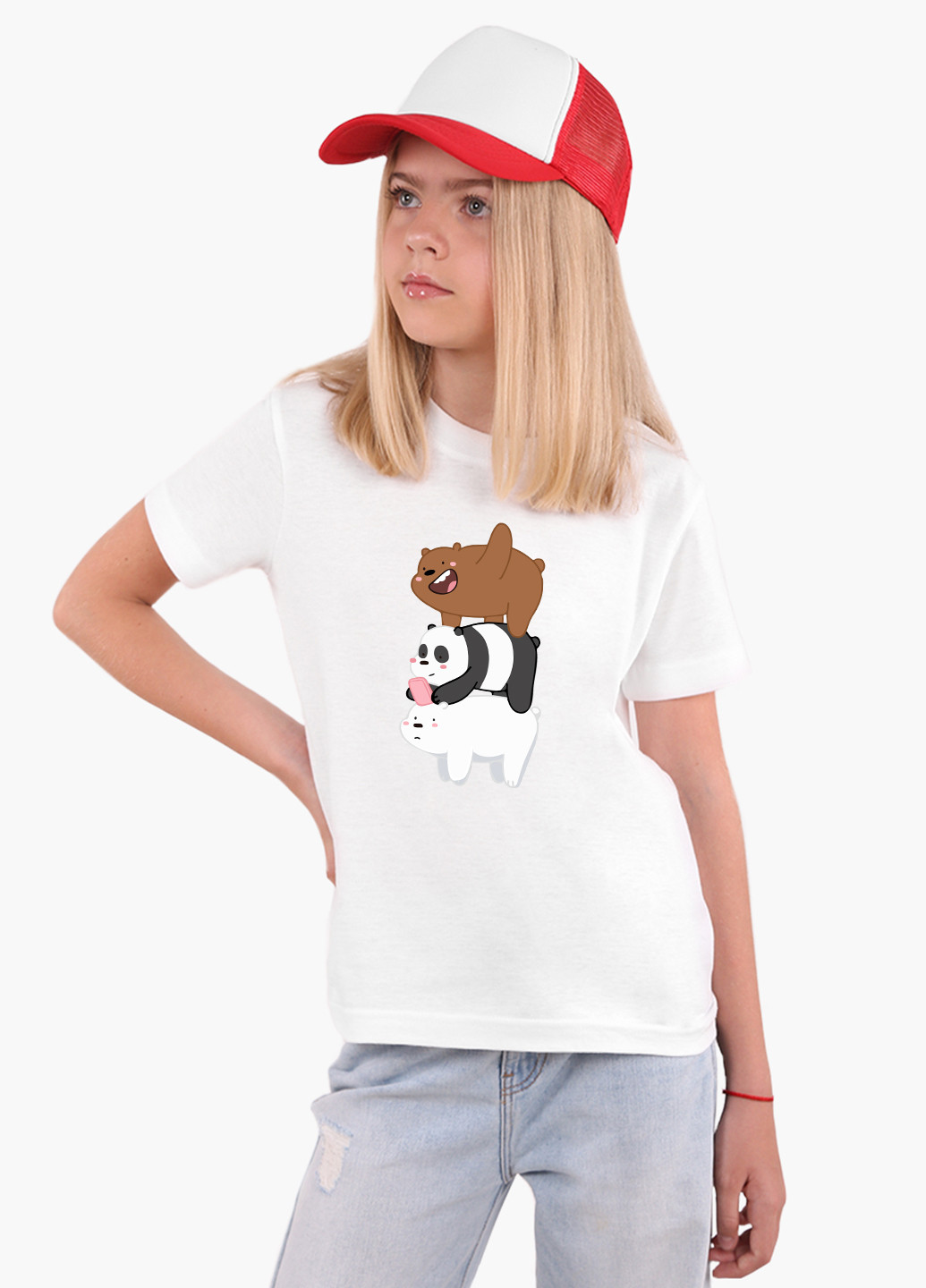 Белая демисезонная футболка детская вся правда о медведях (we bare bears) белый (9224-2643) 164 см MobiPrint