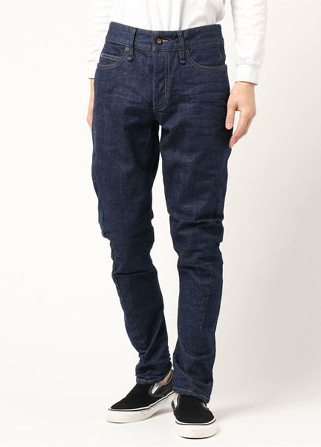 Темно-синие демисезонные зауженные джинсы Denham