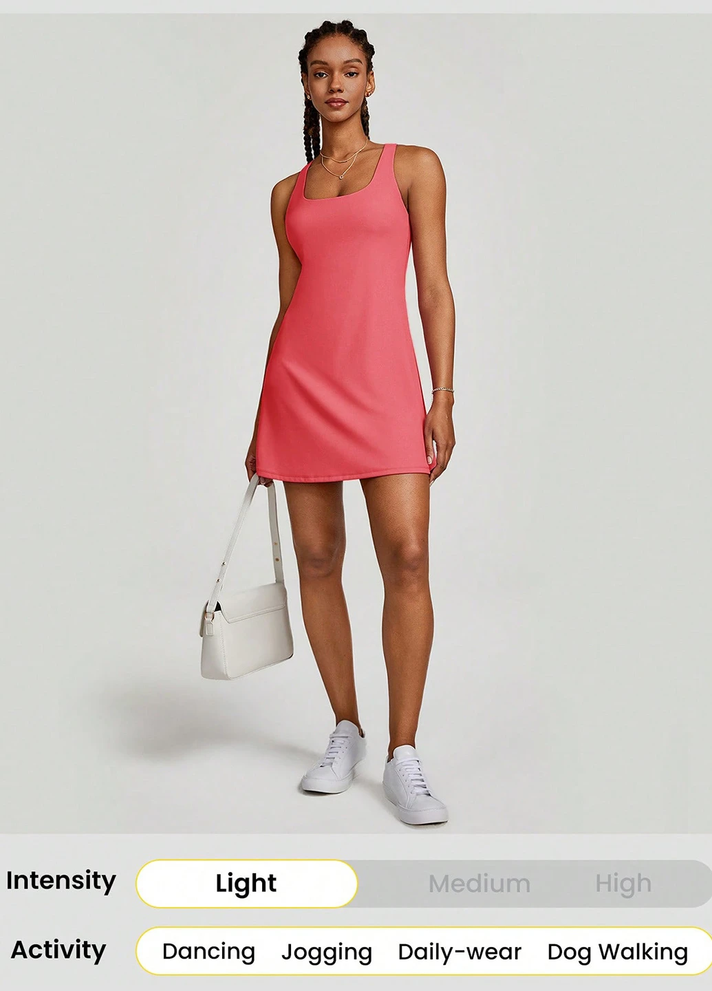 Коралловое спортивное платье SHEIN с логотипом