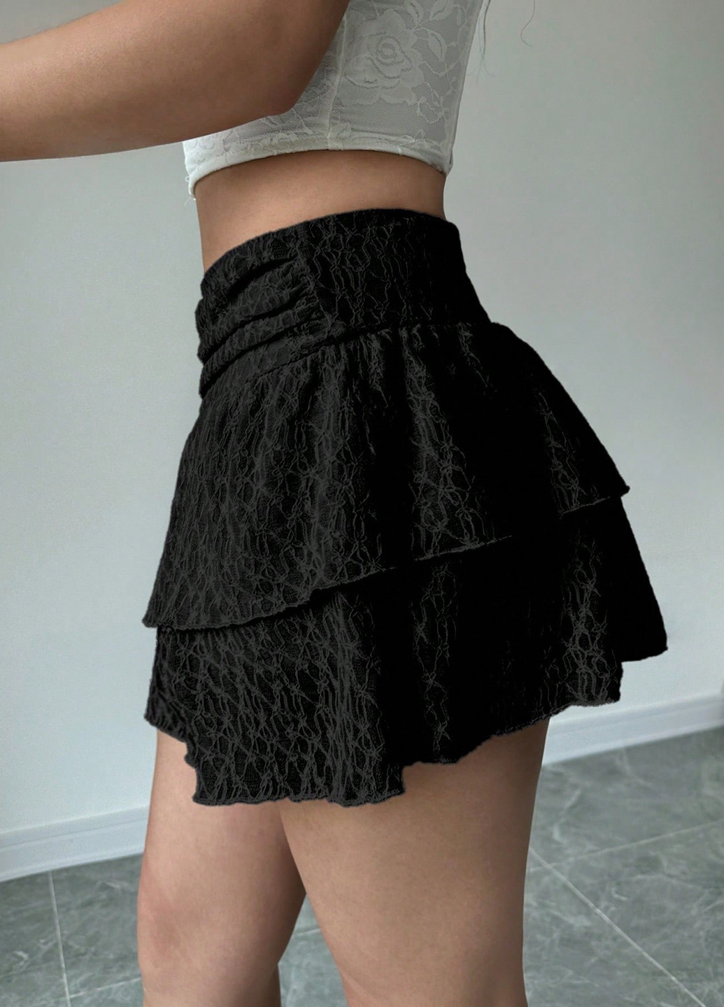 Черная кэжуал однотонная юбка SHEIN клешированная