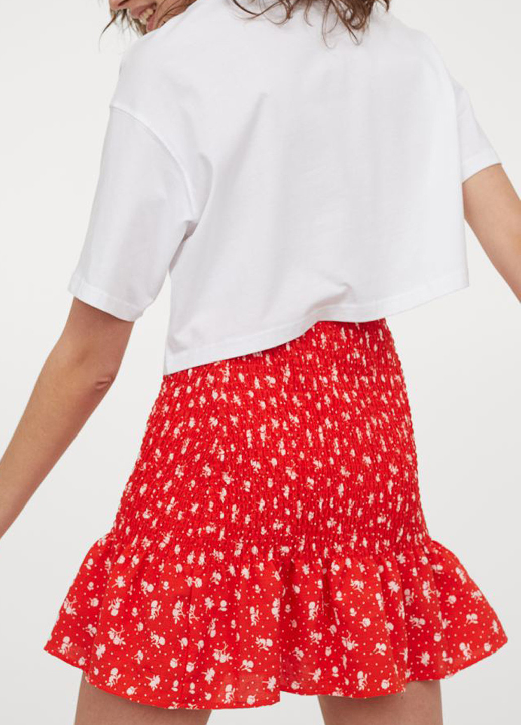 Красная цветочной расцветки юбка H&M