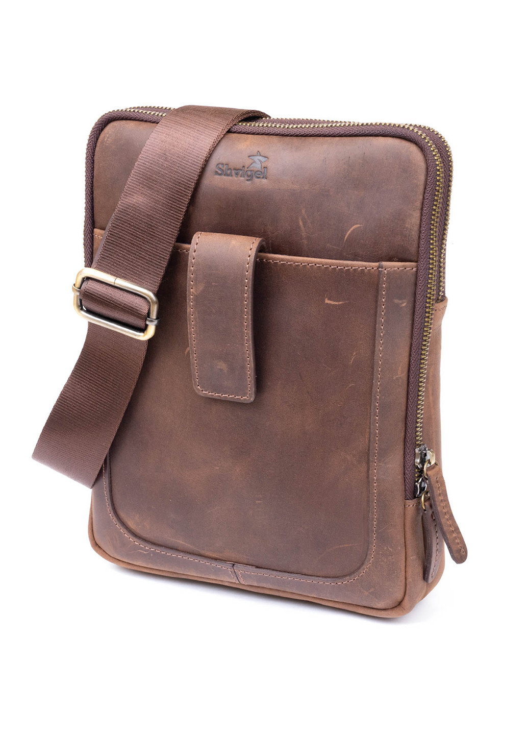 Чоловіча шкіряна сумка 20х26,5х4,5 см Shvigel (252126992)