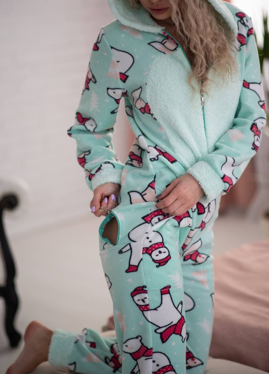 Мятная всесезон пижама комбинезон Pijamoni Pijamoni (комбінезон з карманом на попі, піджамоні) всесезон - кигурумі