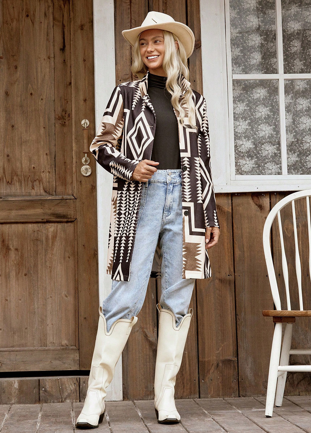 Кофейное демисезонное Пальто однобортное SHEIN