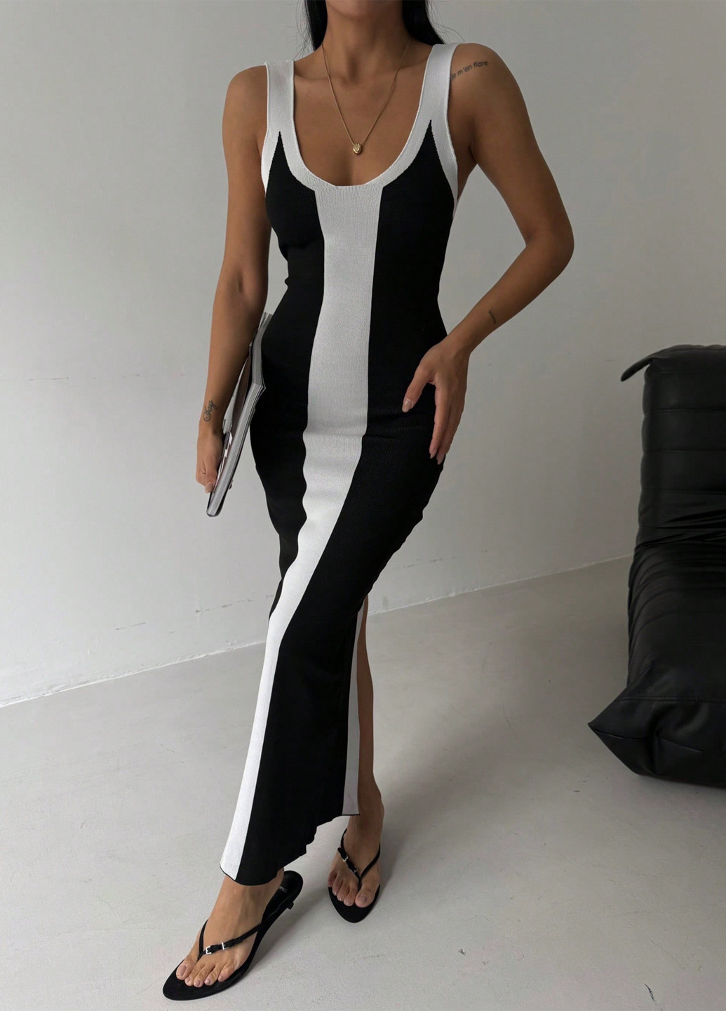 Чорна кежуал сукня сукня-майка SHEIN в смужку