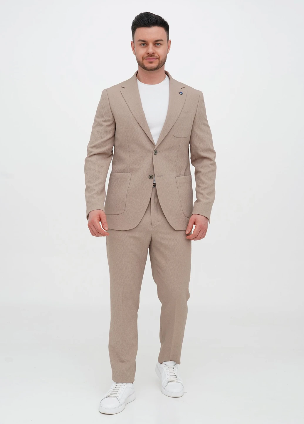 Бежевий демісезонний костюм (піджак, штани) брючний Trend Collection