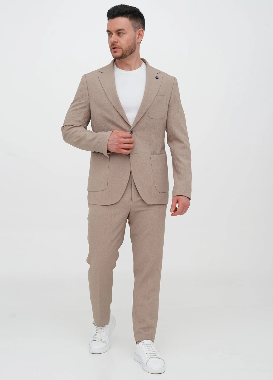 Бежевий демісезонний костюм (піджак, штани) брючний Trend Collection