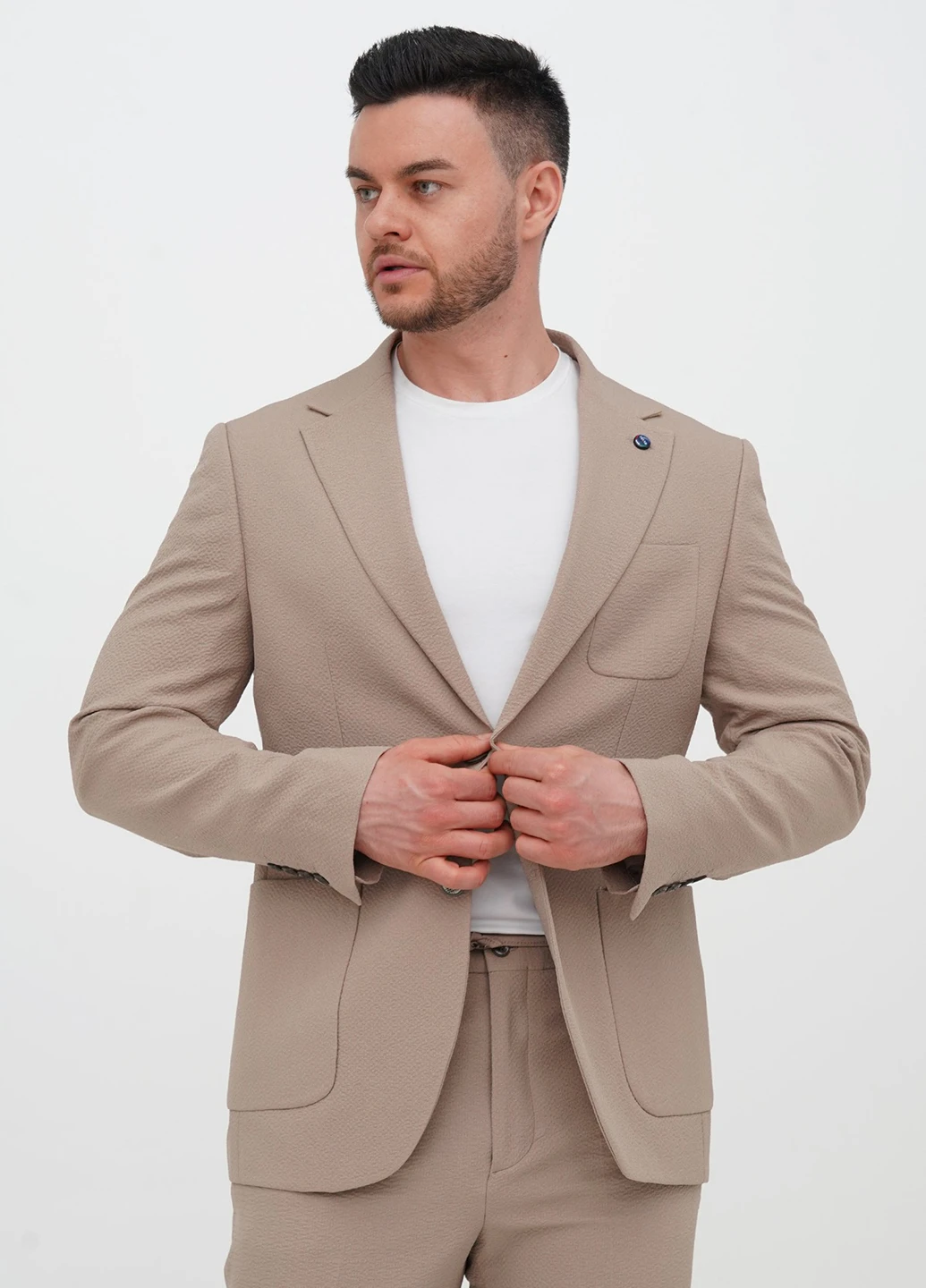 Бежевий демісезонний костюм (піджак, штани) брючний Trend Collection
