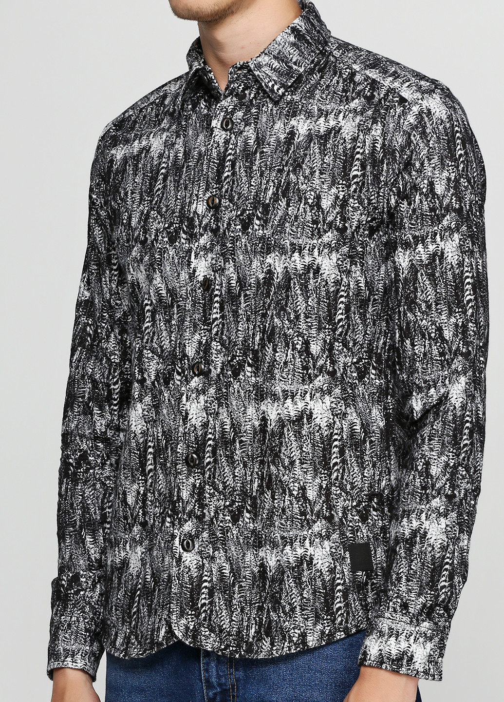 Черная кэжуал рубашка с абстрактным узором Anerkjendt с длинным рукавом