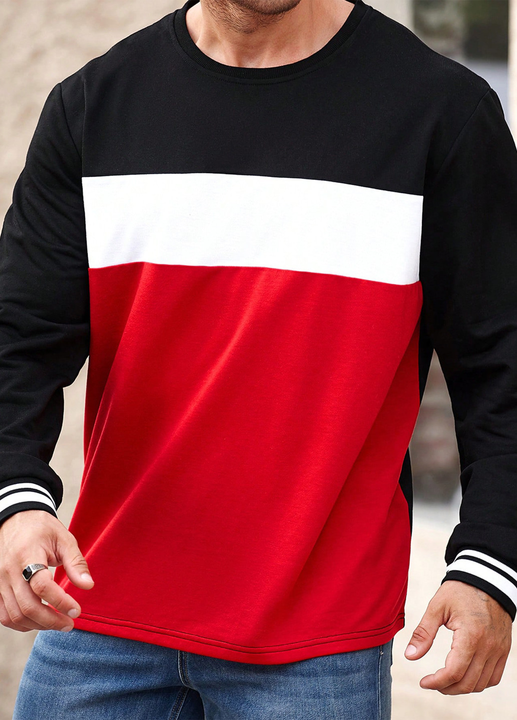 Лонгслів SHEIN колор блок комбінований кежуали поліестер