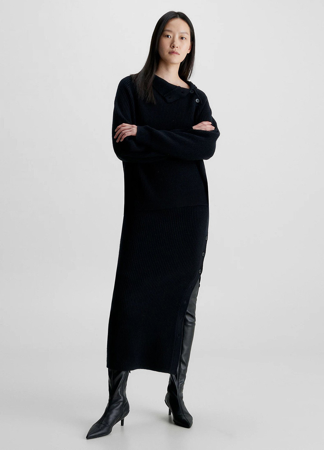 Черная кэжуал однотонная юбка Calvin Klein карандаш