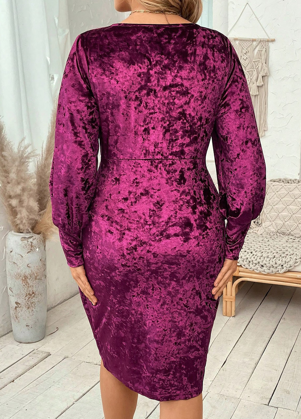 Фиолетовое кэжуал платье на запах SHEIN однотонное