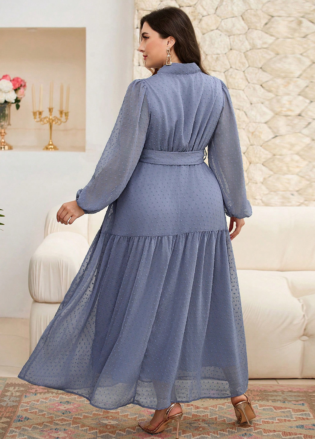 Сіро-синя святковий, кежуал сукня а-силует SHEIN однотонна