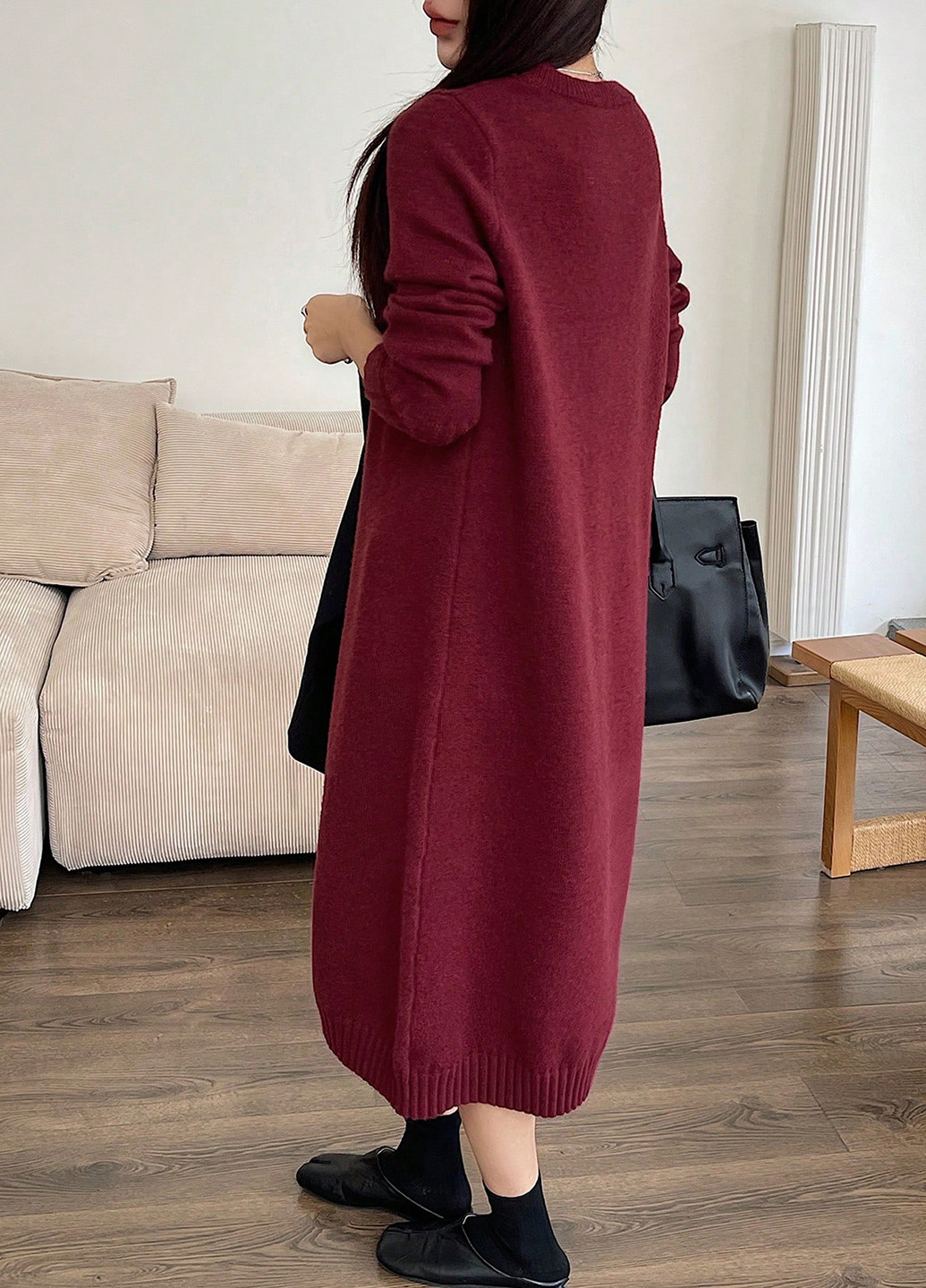 Бордовое праздничный, кэжуал платье а-силуэт, платье-свитер SHEIN однотонное