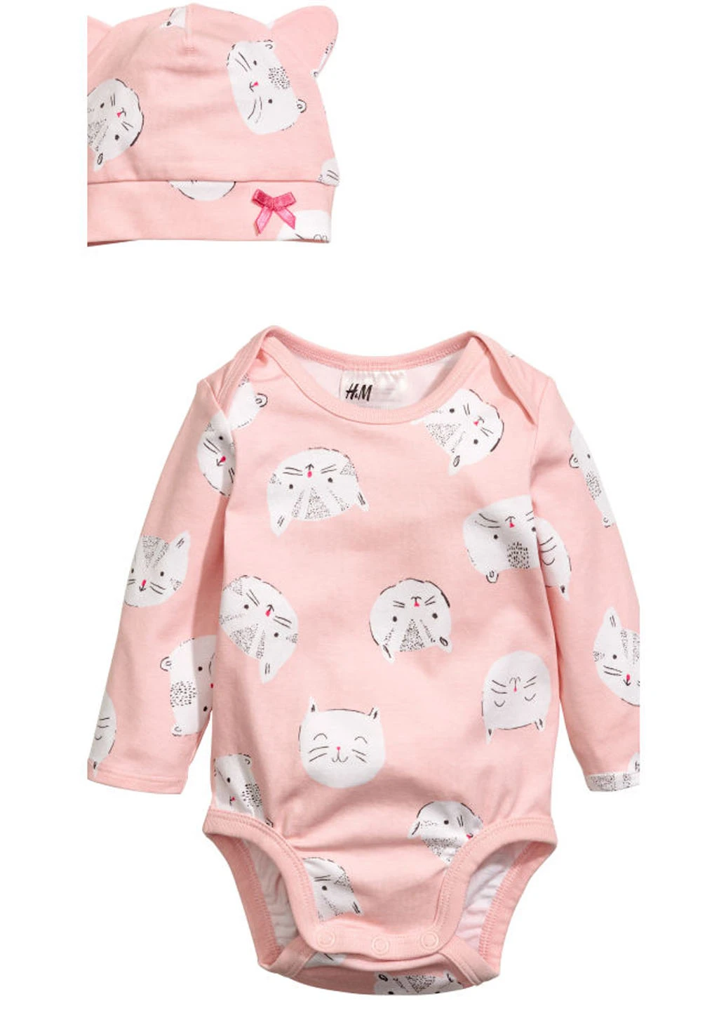 Розовый демисезонный комплект (боди, шапка) H&M