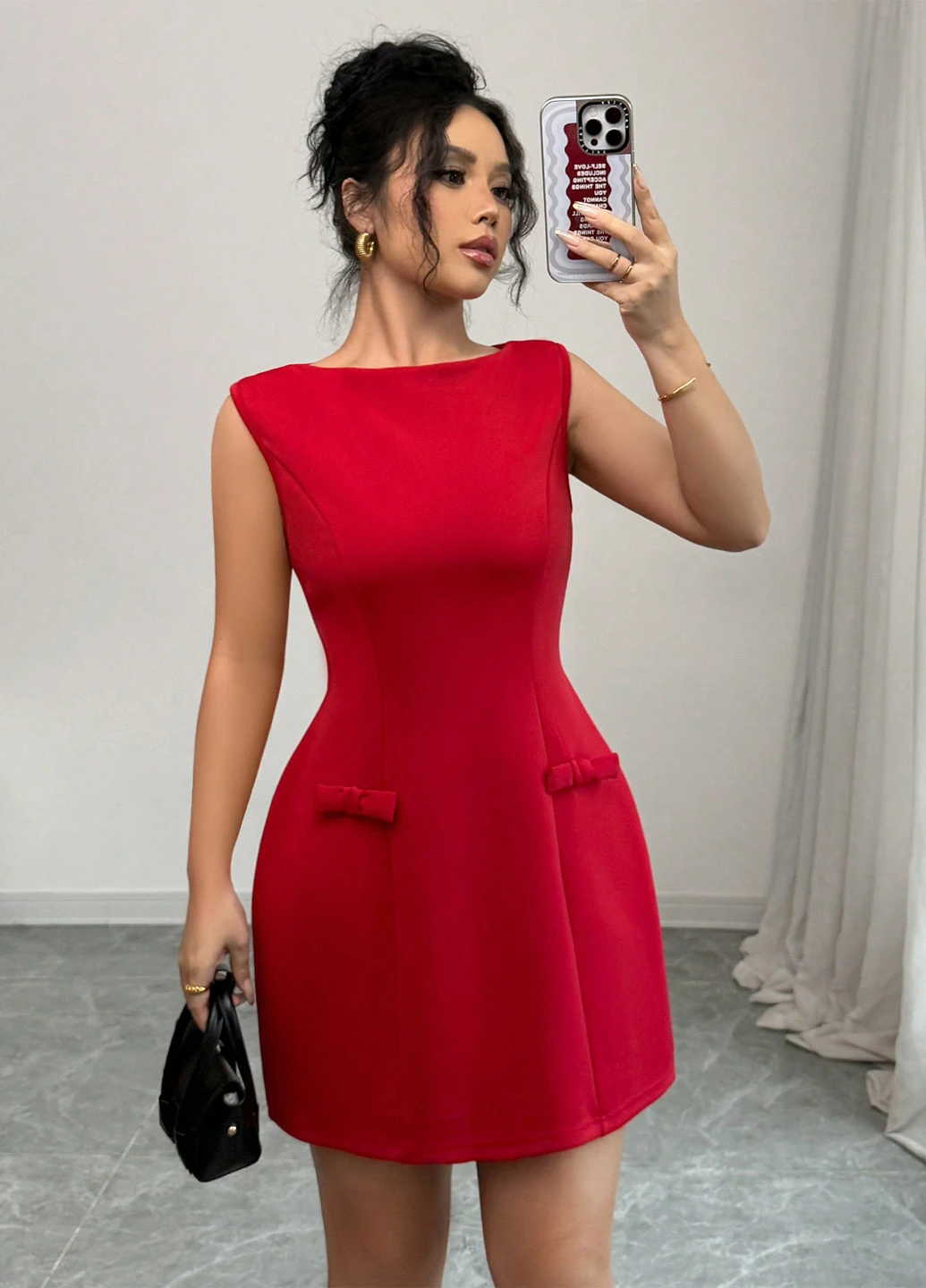Красное кэжуал платье SHEIN однотонное