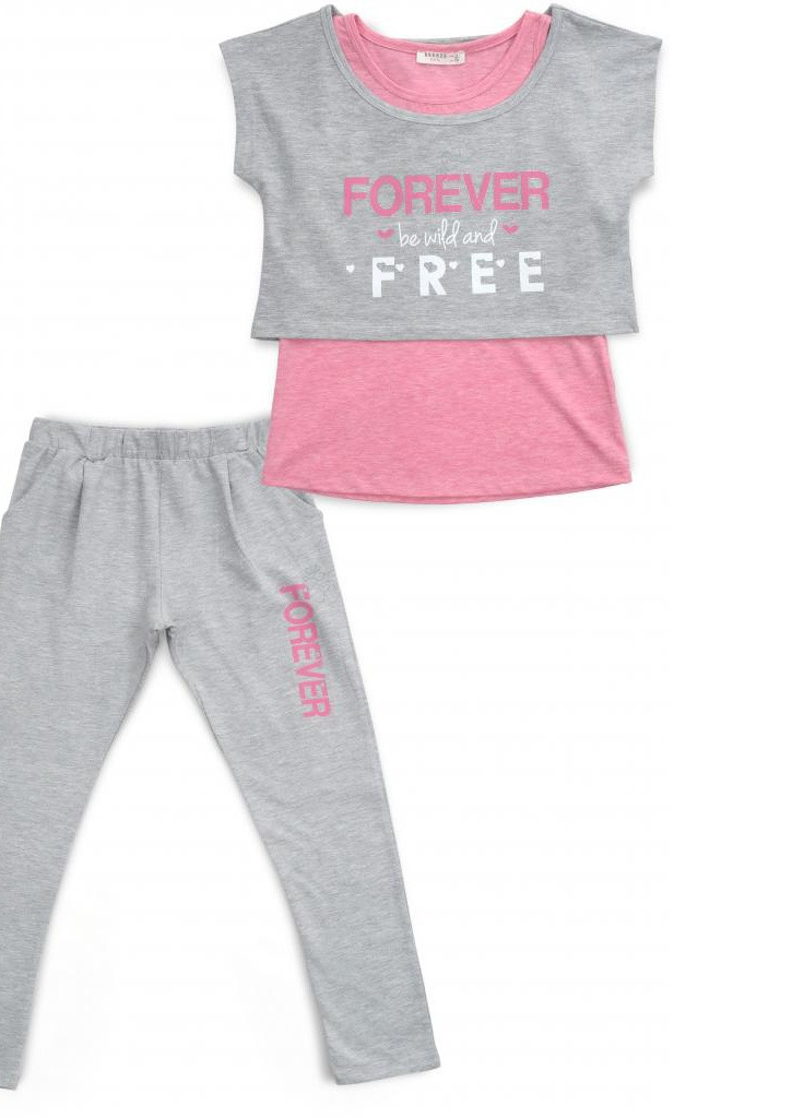 Білий демісезонний костюм десткий "forever" (14586-164g-pink) Breeze